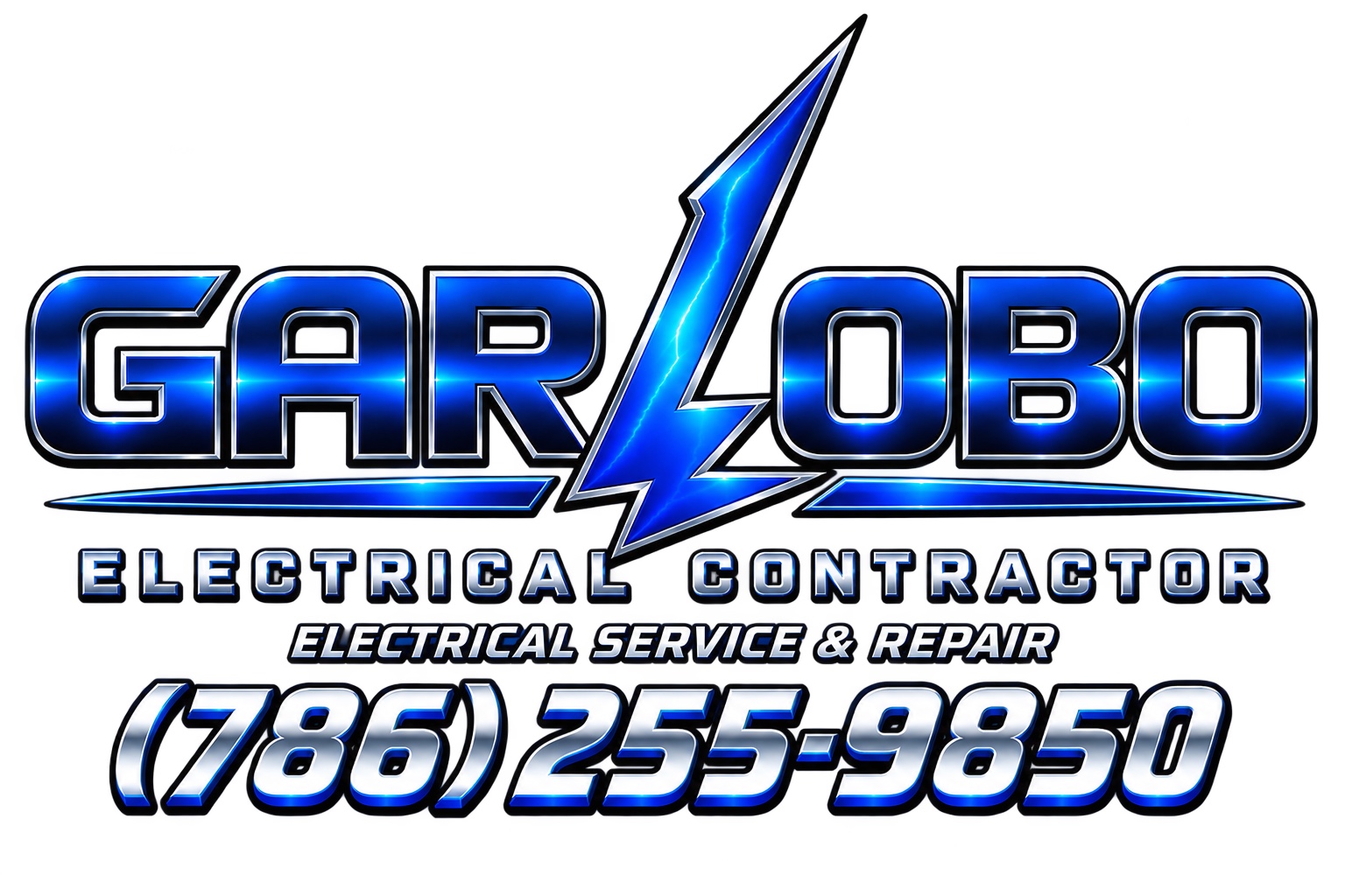 Garlobo Electrical Contractor logo and phone number 786-255-9850